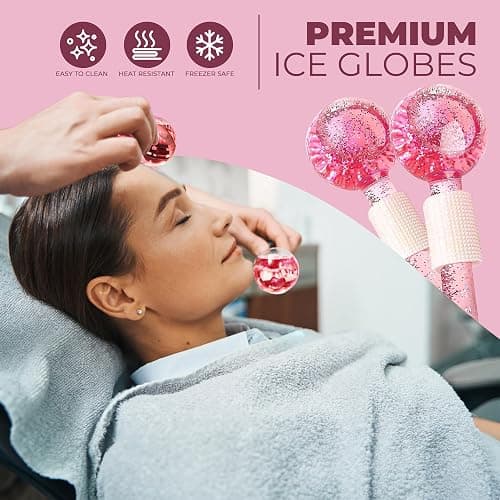 Ice Globes for Face 2Pcs – Enhancing Daily Beauty with Ice Globes for Facials, Skin Tightening & Anti-Aging – Perfect Facial Ice Globes for Puffiness & Wrinkles of Face, Neck & Eyes – Pink thumbnail 3