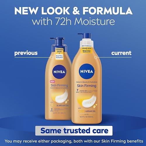 NIVEA Skin Firming Melanin Beauty & Hydration Body Lotion with Q10 and Argan Oil, Firmer Skin in as Little As Seven Days, 16.9 Fl Oz Pump Bottle thumbnail 2
