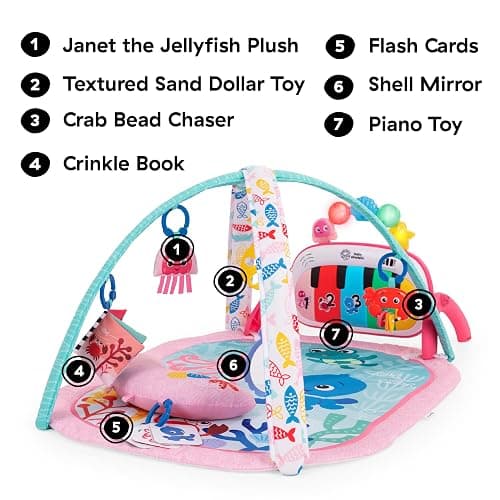 Baby Einstein Ocean Explorers 4-in-1 Kickin Tunes Jellyfish Jamboree Music & Language Discovery Gym, Pink, Ages 0 Months and Up thumbnail 6