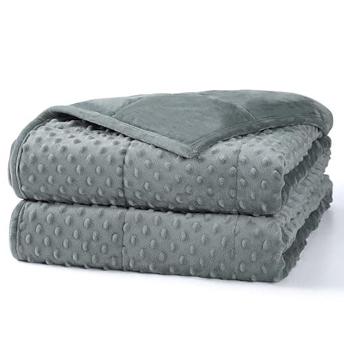 Alomidds Weighted Blanket (60"x80",15lbs Queen Size - Grey), Weighted Blankets for Adults and Kids, Cooling Breathable Soft and Comfort Minky, Heavy Blanket Microfiber Material with Glass Beads - Image 1