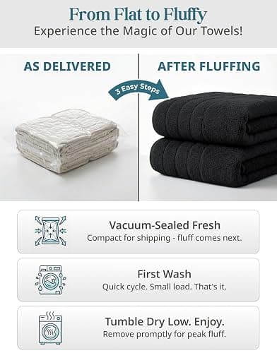 Casa Platino Towel Set Soft Absorbent Quick Dry 100% Cotton - Black | Bathroom Towel Set, Soft & Durable, Ring-Spun, Ideal for Spa & Home, with OEKO-TEX thumbnail 9