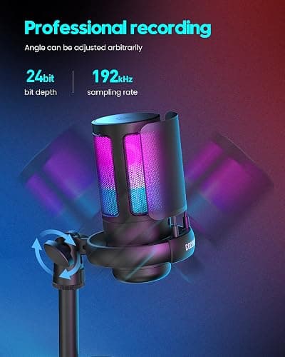 Gaming Microphone for PC: USB Mic for Podcasts Videos & Streaming - Condenser Mic with Quick Mute & Pop Filter - RGB Microphone Gift for Gamer boys - Compatible with PS4/5 & Computer & Laptop thumbnail 6