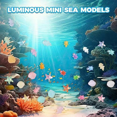 Yonseng 400pcs Luminous Mini Ocean Resin Animals Starfish Jellyfish Seashell Mini Turtles Set Resin Animals Tiny Sea Models for Dollhouse Miniatures DIY Fish Tank Fairy Garden Micro Landscaping thumbnail 3