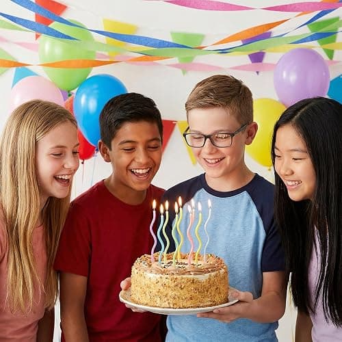 24 Pcs Rainbow Colors Spiral Long Thin Birthday Candles, Twisted Curved Candle Cake Topper, Birthday Parties, Wedding Decoration thumbnail 7