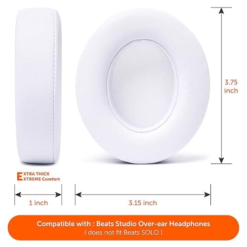 WC Wicked Cushions Replacement Ear Pads for Beats Studio 2 & 3 (B0501, B0500) Wired & Wireless | Does NOT Fit Beats Solo | Softer PU Leather, Enhanced Foam & Stronger Adhesive | White thumbnail 5