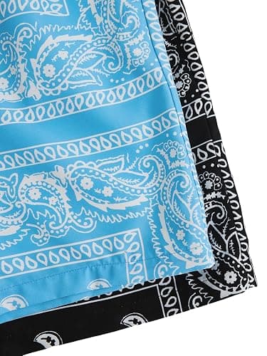 Floerns Boy's 2 Pcs Bandana Shorts Boho Paisley Graphic Print Drawstring Waist Summer Beach Drip Shorts with Pockets thumbnail 6