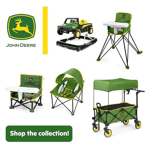 Bright Starts John Deere Pop 'N Sit Portable Booster Chair, Floor Seat, Indoor/Outdoor Use, Compact Fold, Green and Yellow, 6 Mos - 3 Yrs thumbnail 9