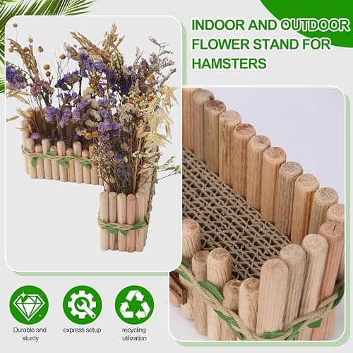 Hamster Cage Sprays Flower Foraging Holder - Natural Wood Feeding Stand, Small Pet Habitat Accessories for Hamsters Mouse Guinea Pig Dwarf Gerbils Syrian Mice (Leaf - L Shape) thumbnail 5