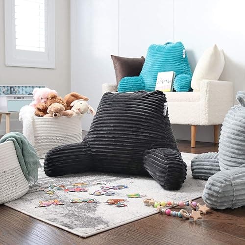 Nestl Reading Pillow with Shredded Memory Foam, Luxe Cut Plush Back Pillow for Sitting Up in Bed, Back and Arms Adjustable Support for Adult & Teens, Backrest Pillows with Washable Cover Dark Grey thumbnail 9