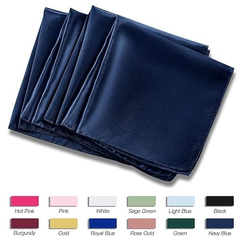 P Pothuiny 12 Pcs Silky Navy Blue Satin Napkins 17 x 17 Inches, Square Smooth Wedding Dinner Napkins Satin Cloth Napkins Table Napkins for Banquet Party Restaurant Decor, Thanksgiving, Christmas thumbnail 6