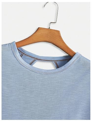SOLY HUX Women Open Back Tops Workout Backless Tee Casual Athletic Shirts Short Sleeve Oversized Gym T Shirt thumbnail 4