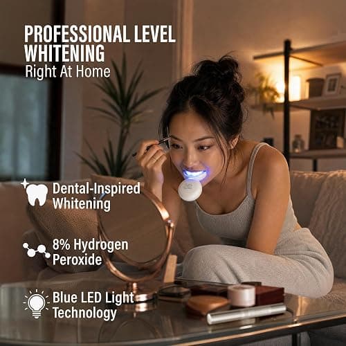 GuruNanda Teeth Whitening Kit, Up to 10 Shades Whitening, 40 Treatments | Wireless Led Accelerator Teeth Whitener|Comes with 8% Hydrogen Peroxide Teeth Whitening Gel Pen & Teeth Whitening Strips thumbnail 2