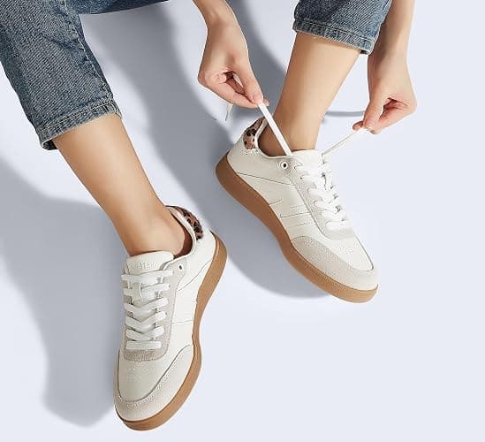 LUCKY STEP Women Classic Retro Gum Sole Fashion Sneakers Casual Tennis Skate Shoe Genuine Leather Walking Footwear Anti Slip Trainers thumbnail 2