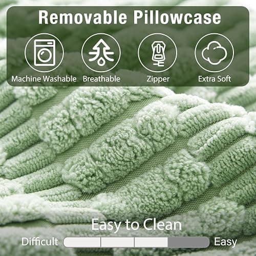 Selectico 19" Reading Pillow for Bed with Built-in Arms & Large Pockets, Supportive Backrest Cushion for Reading, Resting, or Reclining, Washable Cover – Sage Green thumbnail 6