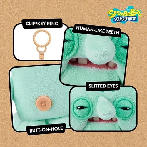 Fuggler SpongeBob 5-Inch Plush Keyring by ZURU, Funny Ugly Monster Bag Clip-on Stuffed Animal, Multiple Characters Available thumbnail 5
