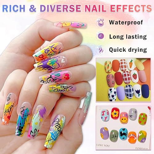 IONSGAKO 12 Colors Nail Art Pens Set Nail Polish Pens Nail Art Drawing Pen Quick Dry Waterproof Nail Art Painting Pens kit for Home DIY Nail Art Design thumbnail 5