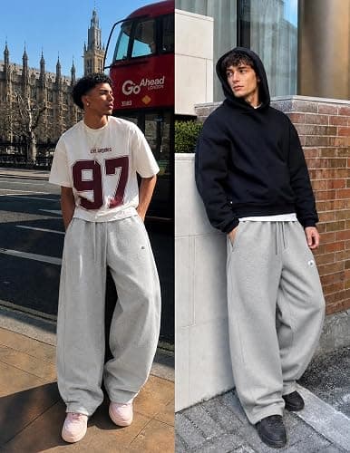 Aelfric Eden Mens Wide Leg Sweatpants Solid Arc Sweat Pants Open Bottom Casual Athletic Lounge Pants with Pockets thumbnail 5