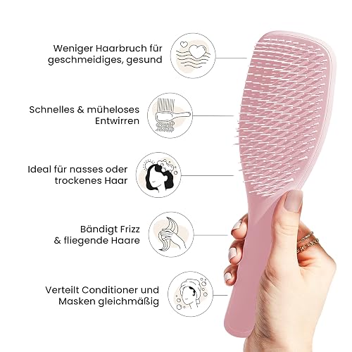 Tangle Teezer Ultimate Detangler Haarbürste – Für Nasses & Trockenes Haar – Entwirrungsbürste für Alle Haartypen – Zweistufige Borsten Reduzieren Haarbruch & Entfernen Knoten – Millennial Rosa thumbnail 5