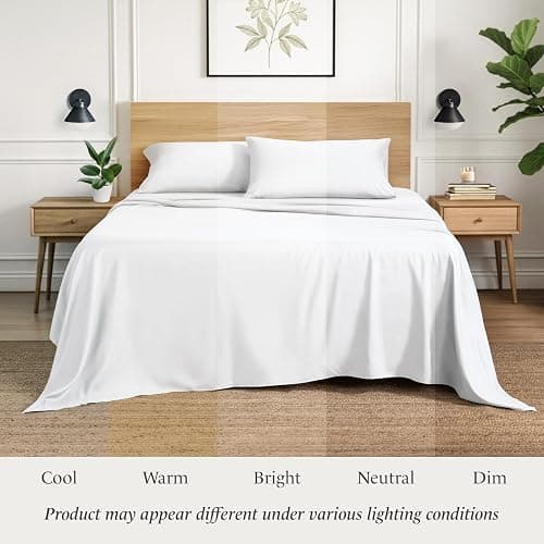 Ivy Union Twin Extra Long Sheet Set - Ultra-Soft Cooling with Deep Pockets - Breathable, Easy-Fit - Hotel Luxury Bedding Sheets & Pillowcases (Twin XL, White) thumbnail 9