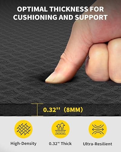 CAMBIVO Yoga Mat 72" x 48" Large Workout Mat for Home Gym Flooring | 6mm-12mm (0.24"-0.48") Extra Thick Exercise Mat for Apartment Fitness | High-Density TPE Cushioning for Joint Protection thumbnail 3