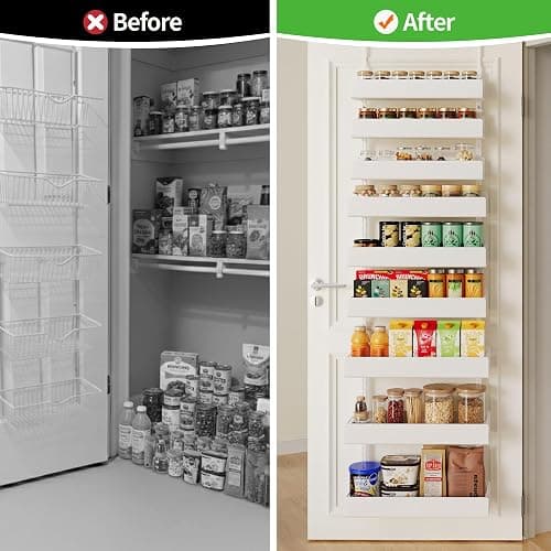 NQW Over The Door Pantry Organizer, 9-Tier Pantry Organization and Storage, Hanging Door Spice Rack Shelves, Home & Kitchen Organization, Laundry & Bathroom Essentials, White thumbnail 7