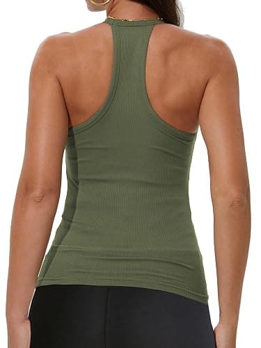 iGENJUN Workout Tops for Women Racerback Basic Tank Summer 2025 Camisole V Neck Slim Fit Ribbed Sleeveless thumbnail 2
