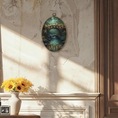 LKETW Vintage Fairy Forest Bridge Oval Wall Art Decor, Dark Cottagecore Enchanted Forest Oval Canvas Hanging Decor, Dark Academia Wall Decorations for Home Bedroom Living Room Gallery, 8.6x11.4 Inch thumbnail 2