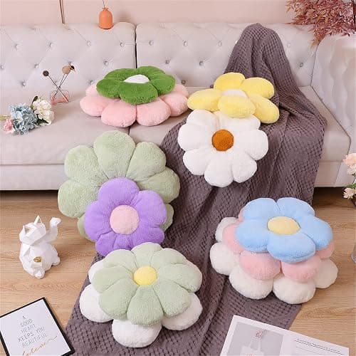 LANFIRE Blume Plüsch Kissen Bodenkissen Dekoratives Blumenkissen Sitzkissen Schlafsofa Kissen Möbel Innenkissen (40CM, Rosa) thumbnail 4