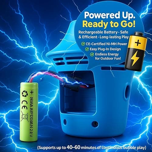 ROHSCE Automatic Bubble Machine with LED Lights & Music, Tall Rechargeable Bubble Maker for Kids, Adjustable Height 47 Inches Outdoor Bubble Stand Machine for Birthday Party, Wedding, Garden, Camping thumbnail 6