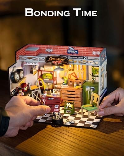 Rolife DIY Miniature House Kit Garage Workshop, Build 1/20 Mini House Building Kit with LED Craft Kits for Aduls Gifts for Him Her Kids thumbnail 9
