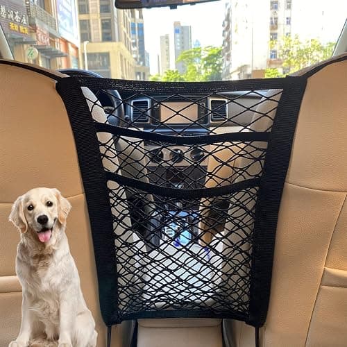 MBVBN 3-Layer Stretch Car Mesh Organizer, Car Seat Net, Dog Net for Barrier | 3-Layer Stretch Car Back Seat Mesh Organizer, Seat Back Net Bag, Dog Car Net Barrier, Kid Backseat Barrier, Storage Net Pouch - Image 1