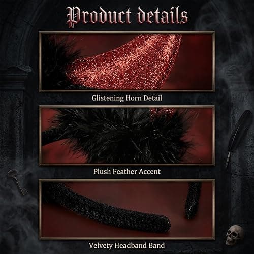U-Zomir Devil Horns Headband with Face Jewels, Devil Costume for Women Halloween Headband Devil Costume Accessories thumbnail 5