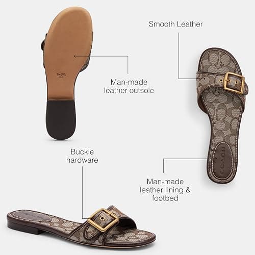 COACH Women's Margot Leather Flat Sandals thumbnail 3