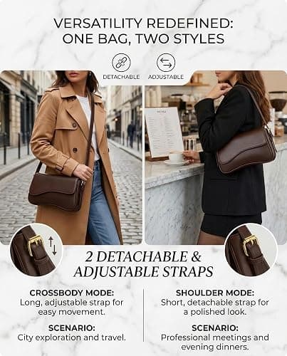 Amszke Shoulder Bag for Women Y2K Crossbody Purse PU Leather Underarm Handbag 2 Adjustable Strap for Daily Commute Travel thumbnail 4