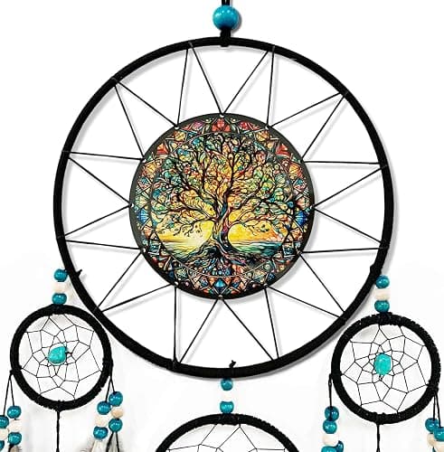 OIOVOIO Large Dream Catchers for Bedroom Adult Brown Boho Dream Catcher Wall Decor Tree of Life Suncatcher Hanging for Boys Teen Room Decor Dorm Living Room Hanging Decoration Festival Gifts thumbnail 4