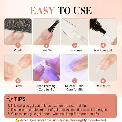 UNA GELLA Gel Nail Glue, Solid Nails Gl ue Gel 40g Lamp Curing Needed Soak Off G LUE Strong Nail G LUE G el for Acrylic Fake Nails Tips Extension Press On Nails for Gelly Tips thumbnail 6