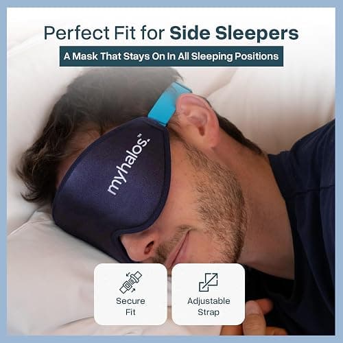 MyHalos® Sleep Mask – 3D Blackout Eye Mask for Women & Men, Side Sleepers, Zero Pressure Memory Foam Eyelash Friendly, Breathable,Award-Winning Sleep Aid for Travel (Navy Blue, 1 Count (Pack of 1)) thumbnail 6