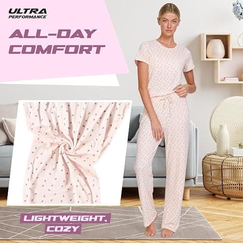 Ultra Performance 2 Pack Womens PJ Pajama Sets PJ’s Pajamas Pants Set's Ladies Soft Lounge Pjs Pajama’s For Women Set thumbnail 3