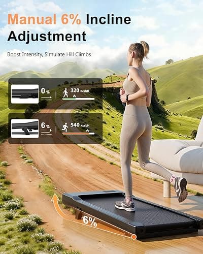 Superun Walking Pad Raceable 6% Incline 2.5HP Under Desk Treadmill 136KG Capacity MAX 12KM/H Foldable Treadmill with HIIT & MIIT Programs APP Control Portable Walking Machine for Home thumbnail 3