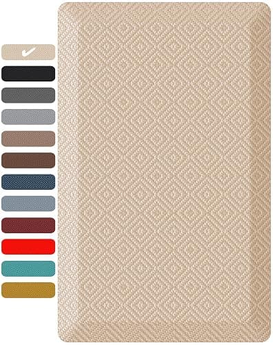 Ophanie Kitchen Mats for Floor, 3/4 inch Thick, 20x32 Anti Fatigue Christmas Cushioned Mat, Kitchen Rug, Waterproof, Comfort Ergonomic Standing Mat for Office, Home, Sink, Beige Non-Slip Ridged Bottom - Image 1