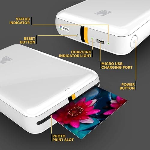 KODAK Step Instant Smartphone Photo Printer - Portable Mini Color Wireless Mobile Printer - Zink 2x3” Sticky-Back Photos - Bluetooth Compatible with iOS & Android Devices - Fun Editing App - White thumbnail 2