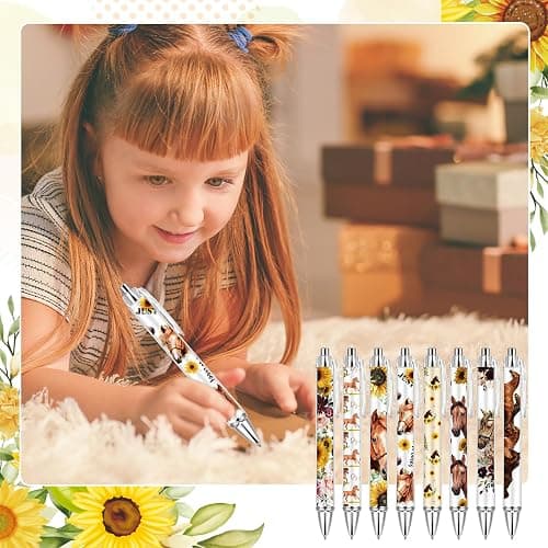 Ireer 8 Pcs Ballpoint Pens for Women 1.00 mm Cute Black Ink Fancy Pens Fine Point Smooth Writing for Students Classroom Office Supplies(Horse) thumbnail 5