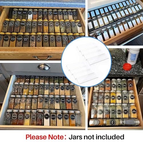 MIUKAA Clear Acrylic Spice Drawer Organizer, 4 Tier- 2 Set Expandable From 13" to 26" Drawer Seasoning Organizer, Kitchen Spice Rack Tray for Drawer/Countertop (Jars not included) - 8 Pcs x 13 inch Width, Transparent thumbnail 3