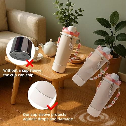Silicone Boot Set for Owala Water Bottle 24 oz, 32 oz, 40 oz - Includes Anti-Slip Sleeve & Water Bottle Handle Strap, Perfect Owala Accessories, Fits Owala Tumbler, Owala FreeSip, Owala Candy Coated thumbnail 4