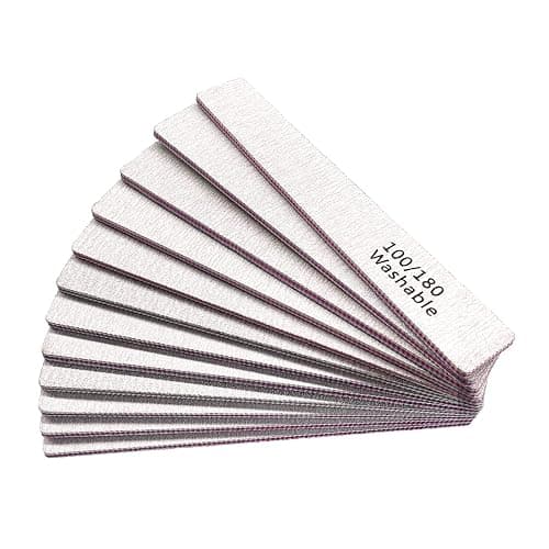HeeYaa Nail File 12 PCS Professional Reusable 100/180 Grit Double Sides Washable Nail File Manicure Tools for Poly Nail Extension Gel and Acrylic Nails Tools Suit for Home Salon - Image 1