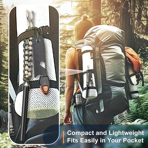 Clwryviduu Survival Fire Starter, 4 Inch Ferro Rod, Flint Fire Starters for Hiking and Camping, Flint and Steel Survival Tool with Paracord and Emerge thumbnail 5
