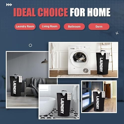 Caroeas 90L Laundry Basket (13 Colors), Waterproof Laundry Hamper, Laundry Bag with Padded Handles, Clothes Hamper Stands Up Well, Collapsible Laundry Basket Easy Storage thumbnail 6
