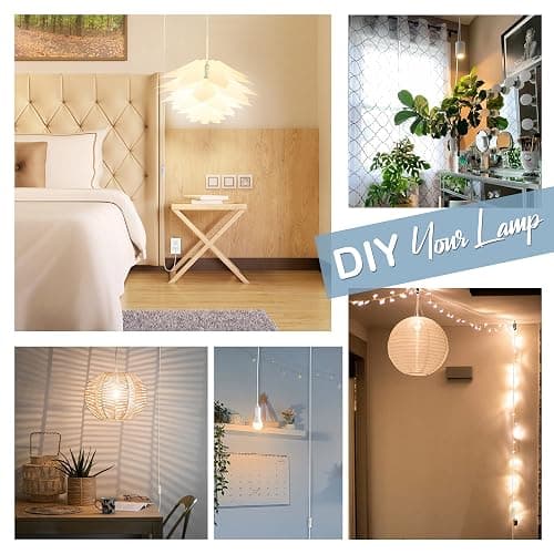 JACKYLED Extension Hanging Lantern Cord Cable 2-Pack 20ft UL 360W with E26 E27 Socket On/Off Button Pendant Lighting thumbnail 3