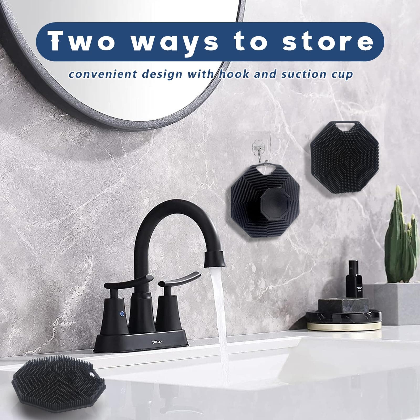 Alyvisun Silicone Bath Brushes with Hook, Soft Shower Bath Body Brush [Soft Exfoliate & Massage], Silicone Brush for Adults and Babies, Perfect for All Skin Types (Black) thumbnail 6