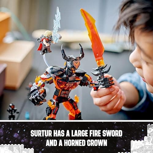 LEGO Marvel Thor vs. Surtur Construction Figure, Buildable Thor Super Hero Toy for Kids, Marvel Action Figure Playset with 3 Minifigures, Marvel Gift for Boys and Girls Ages 8 and Up, 76289 thumbnail 5